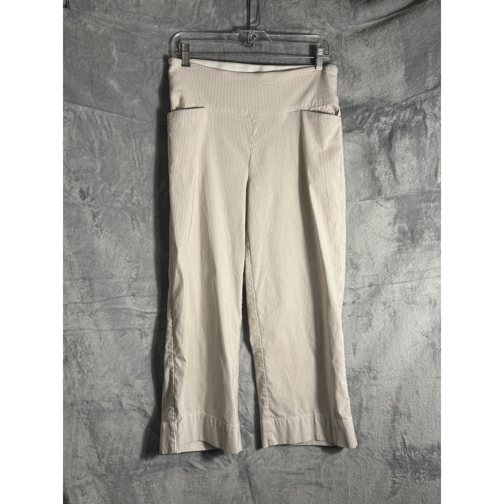 S.C. & Co. Womens‎ Pinstripe Pull On Crop Pants Tan White Stretch Size M support